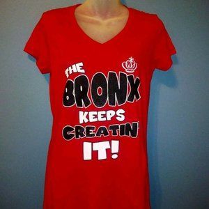 Next Level Apparel "The Bronx Keeps Creatin It" Large Red Women's V-Neck T-Shirt